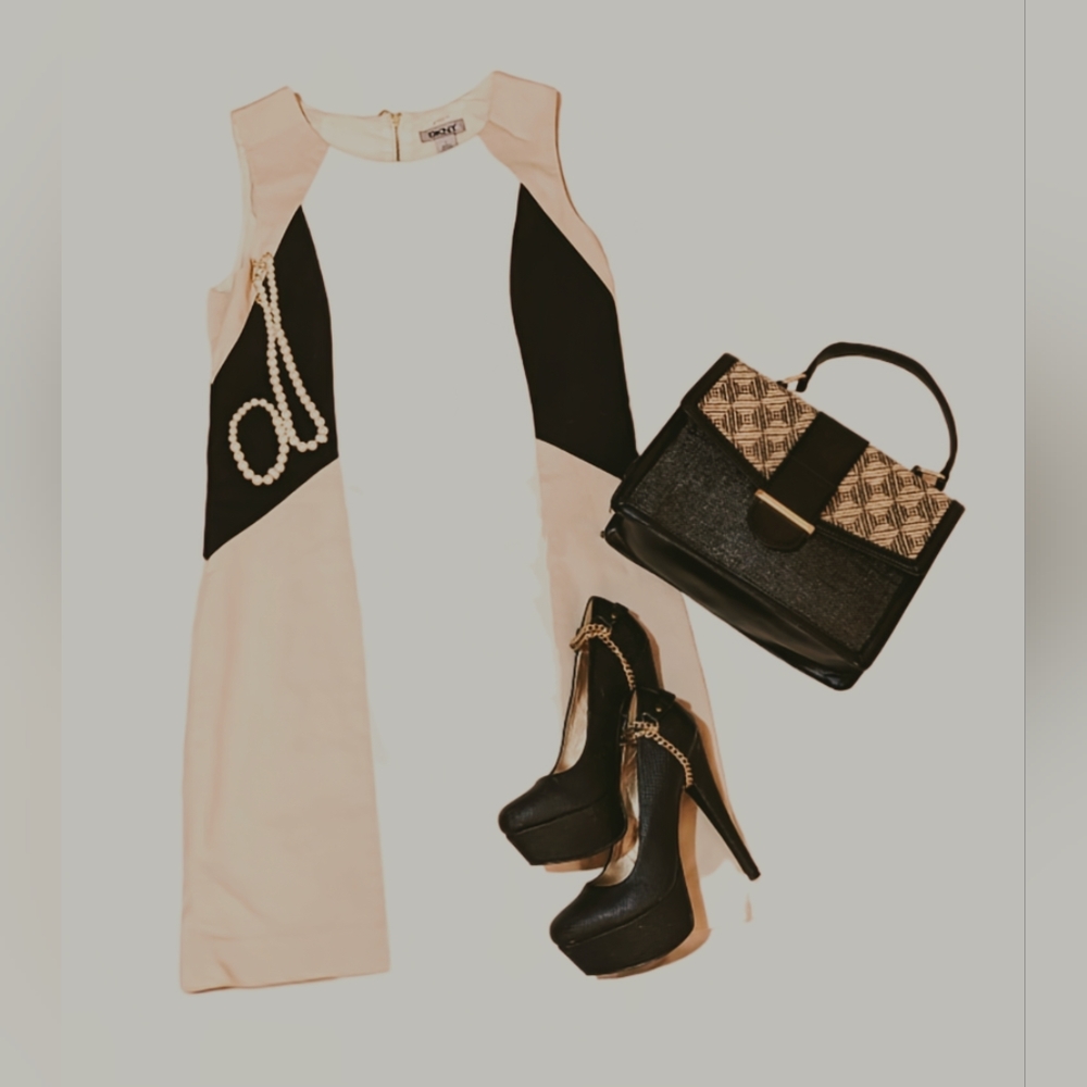 🌷DKNY🌷         DressBlack/White/Beige  Size: 6